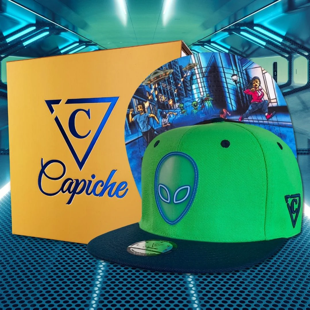 Alien Attack Snapback - Neon Green/Dark Blue - Image 3