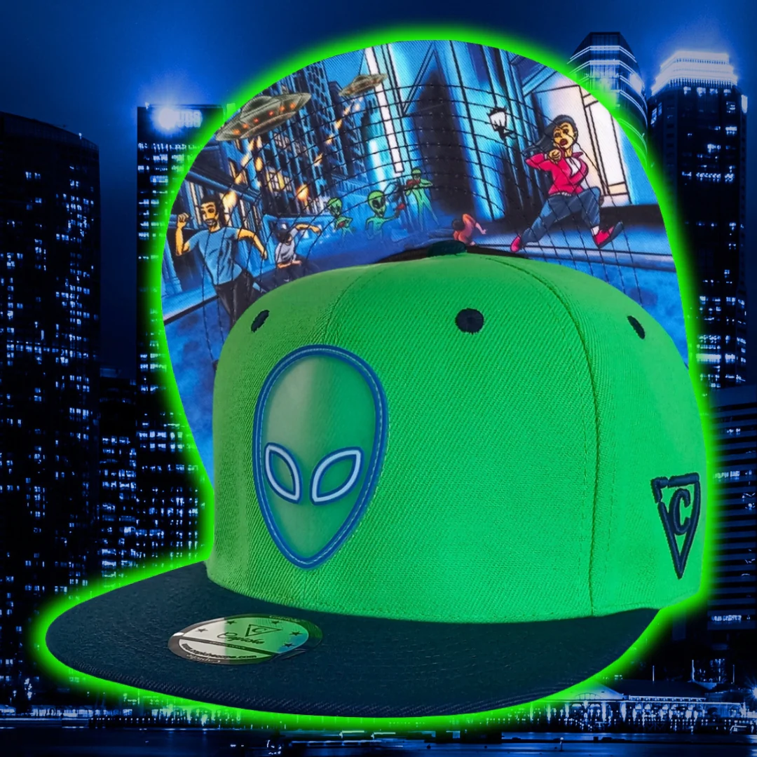 Alien Attack Snapback - Neon Green/Dark Blue - Image 7