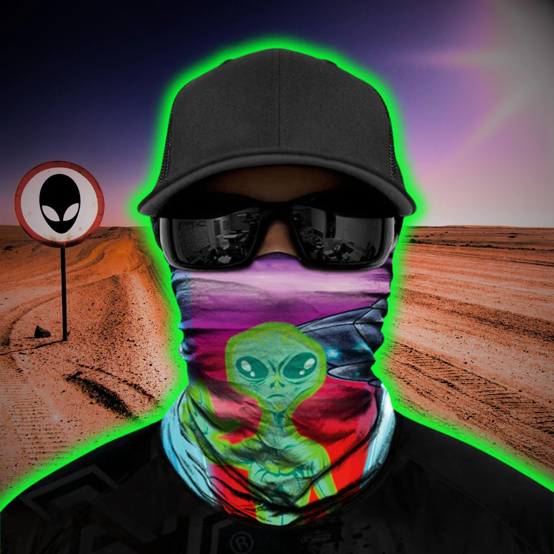 Alien Invasion Biker Mask - Purple/Green - Image 4