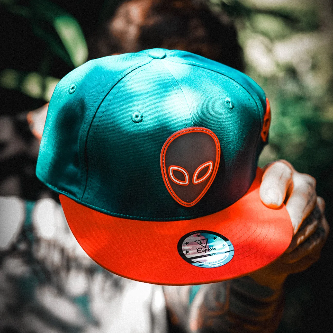 Alien Party Snapback - Blue/Red & Clear Rubber Logo - Image 11