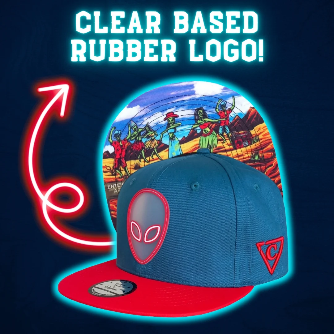 Alien Party Snapback - Blue/Red & Clear Rubber Logo - Image 12