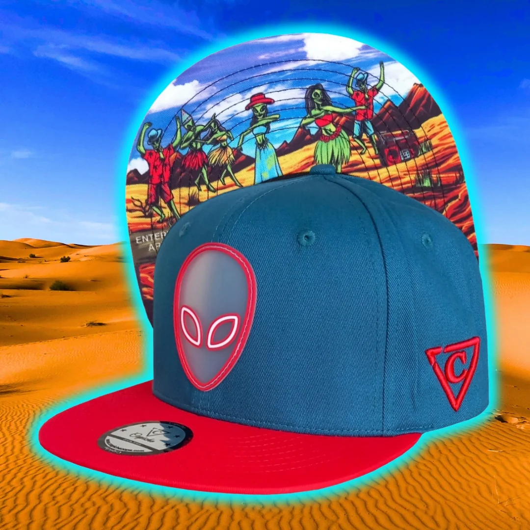 Alien Party Snapback - Blue/Red & Clear Rubber Logo - Image 13