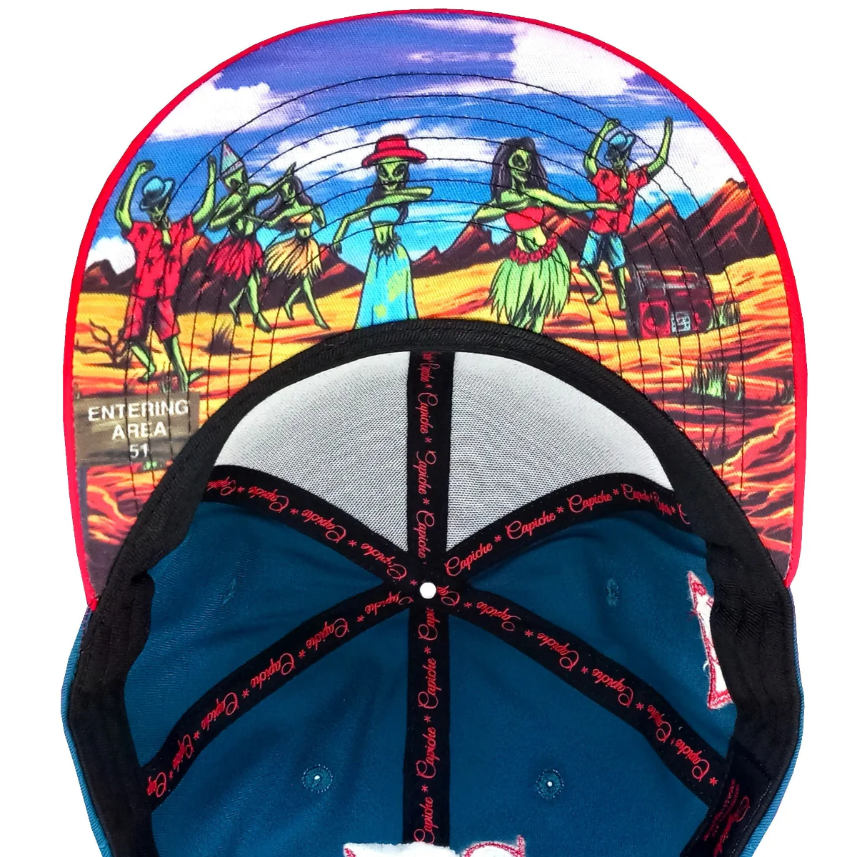 Alien Party Snapback - Blue/Red & Clear Rubber Logo - Image 14