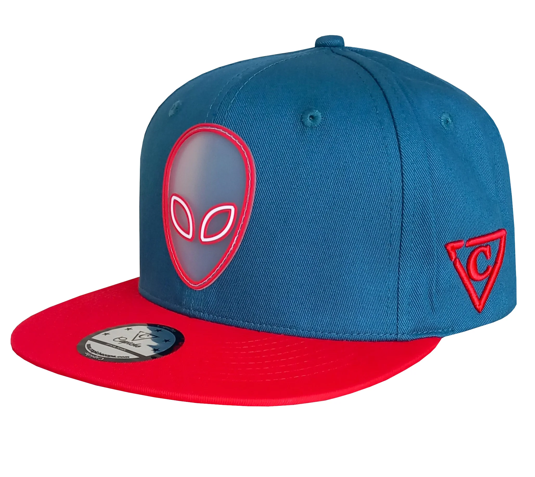 Alien Party Snapback - Blue/Red & Clear Rubber Logo - Image 16