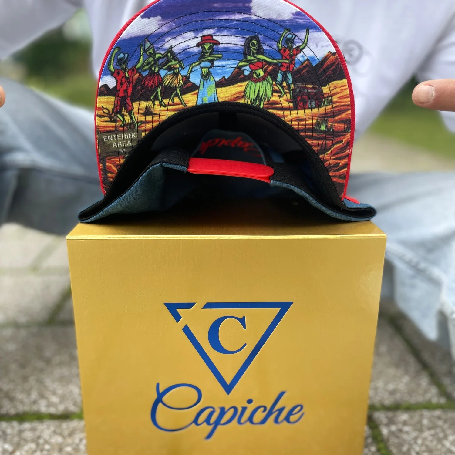Alien Party Snapback - Blue/Red & Clear Rubber Logo - Image 4