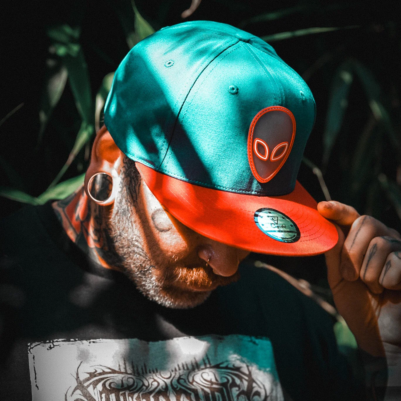 Alien Party Snapback - Blue/Red & Clear Rubber Logo - Image 5