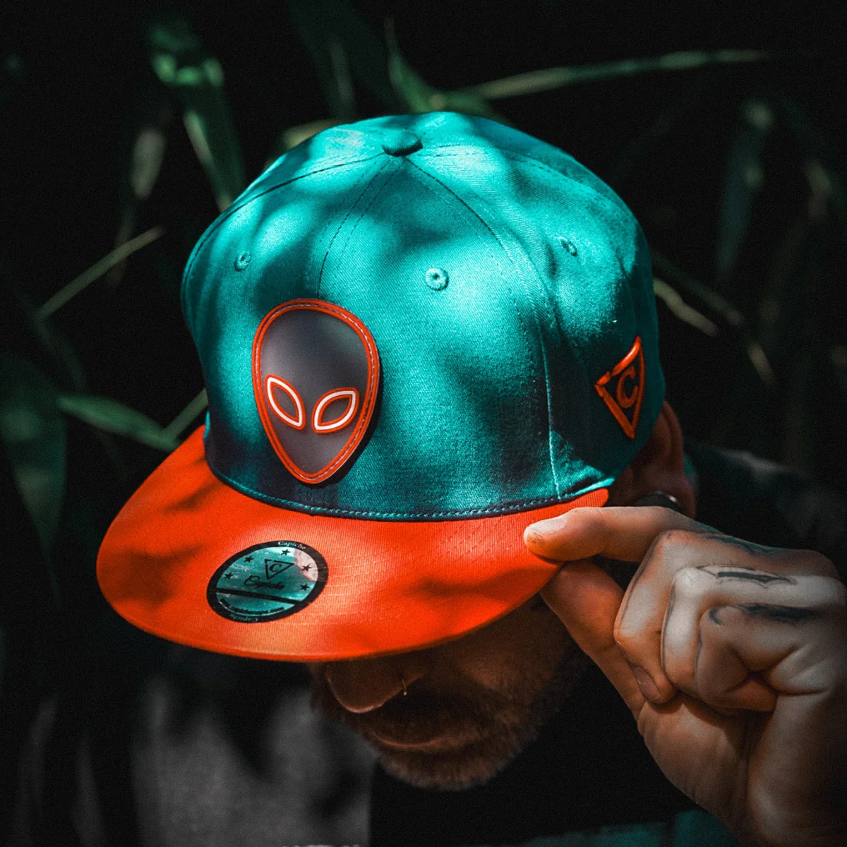Alien Party Snapback - Blue/Red & Clear Rubber Logo - Image 9