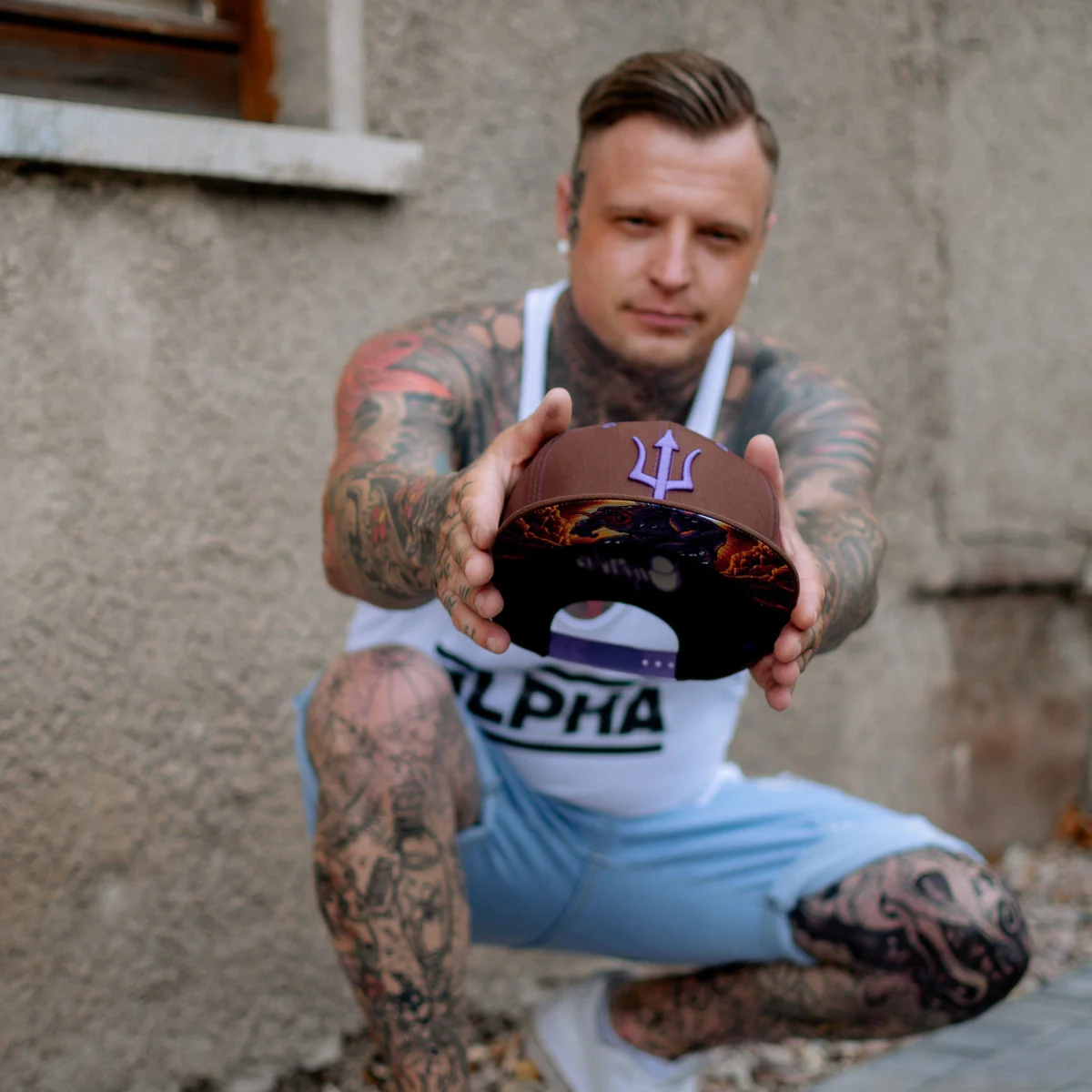 Argus Snapback - Brown/Purple Stitches - Image 4