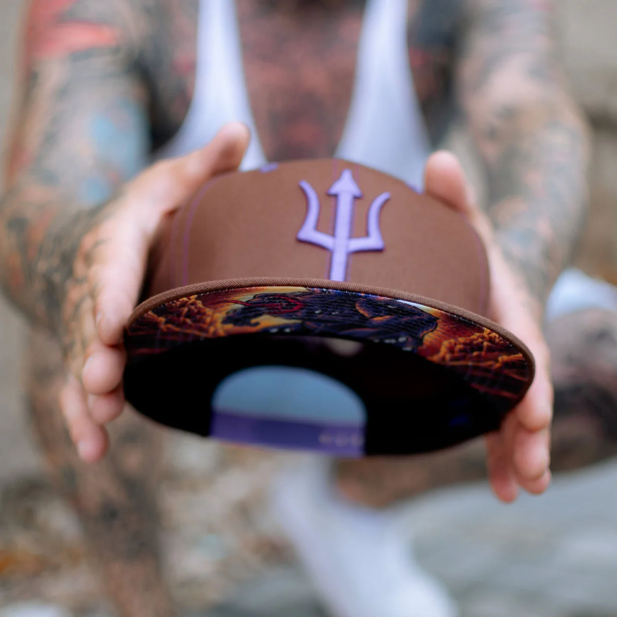 Argus Snapback - Brown/Purple Stitches - Image 5