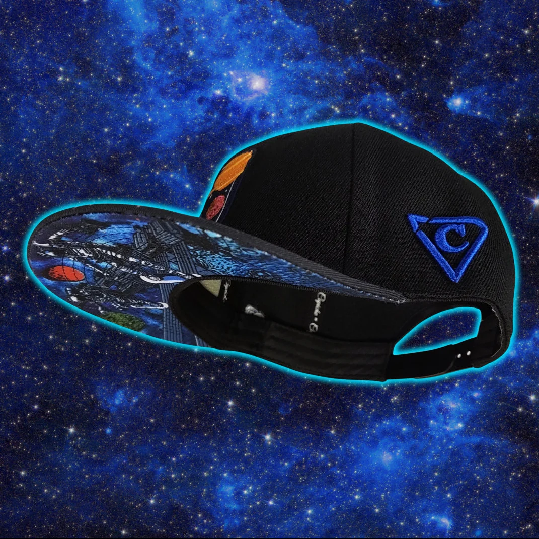 Astronaut Race Snapback - Black/Stars Pattern & Burning Meteorite - Image 8