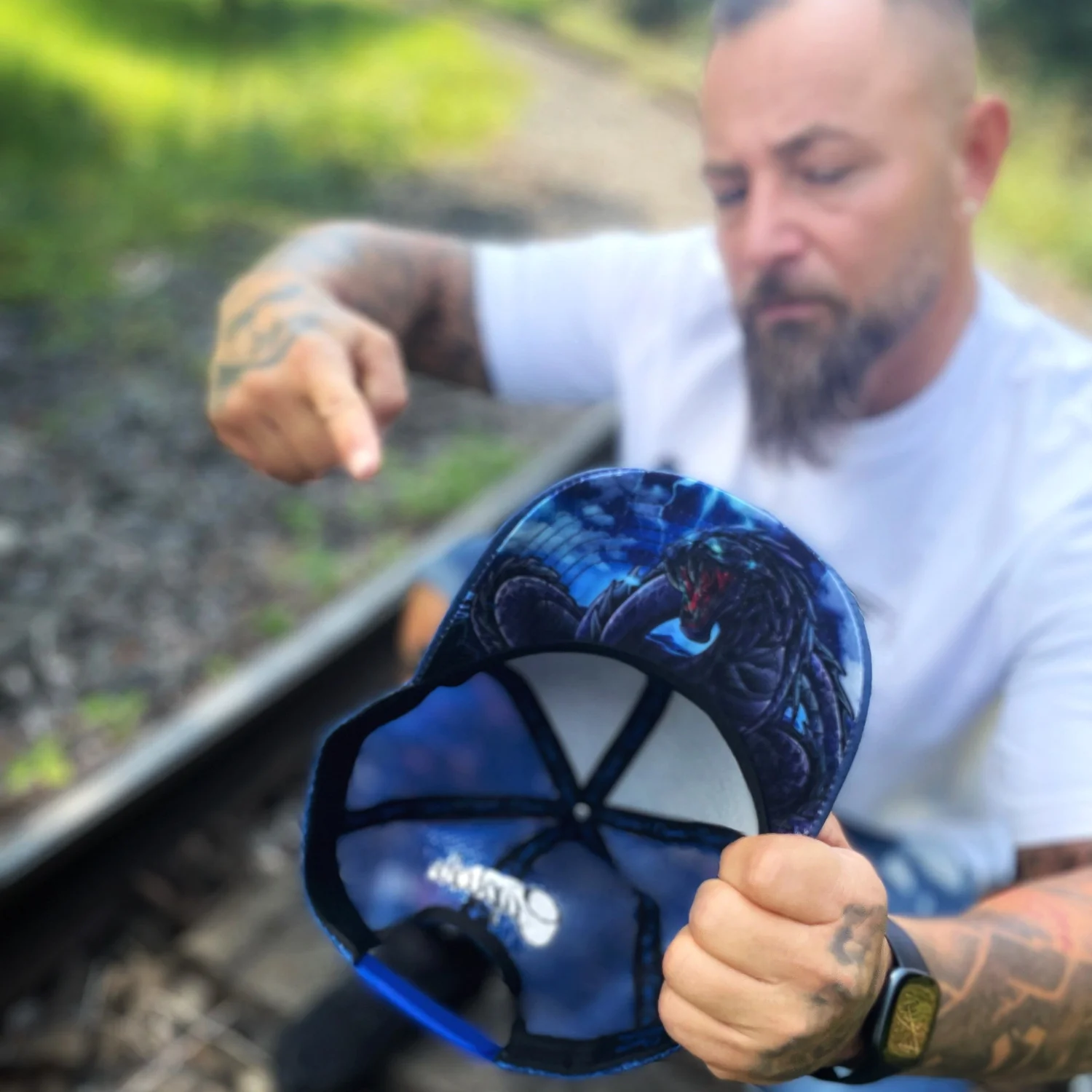 Basilisk Trucker Cap - Blue & Artificial Leather - Image 6