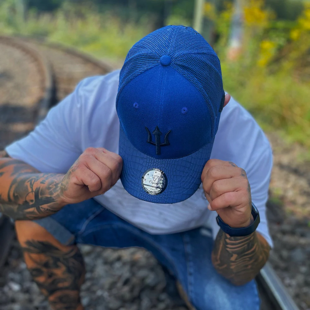 Basilisk Trucker Cap - Blue & Artificial Leather - Image 8