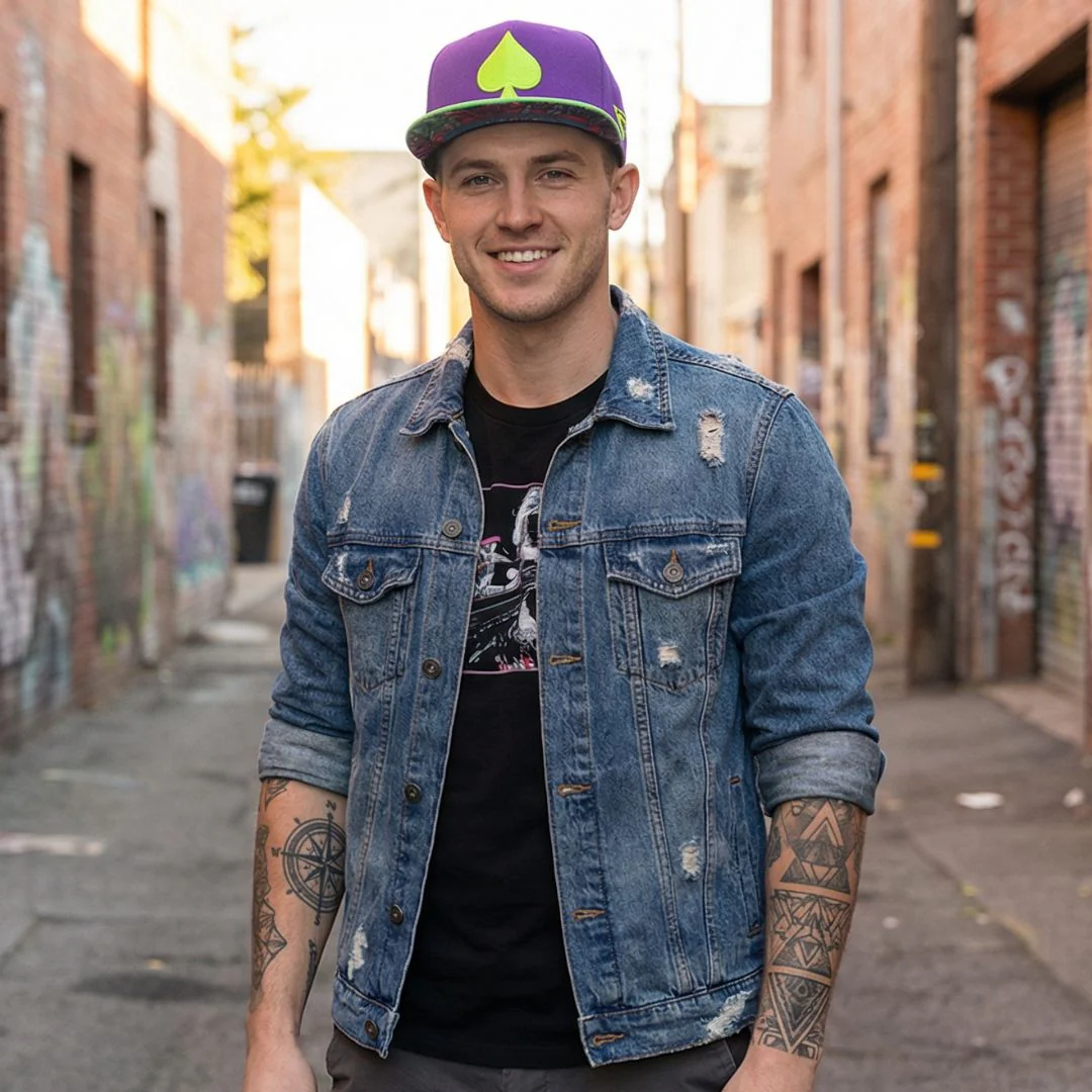 Black Jack Snapback - Purple/Neon Green - Image 3