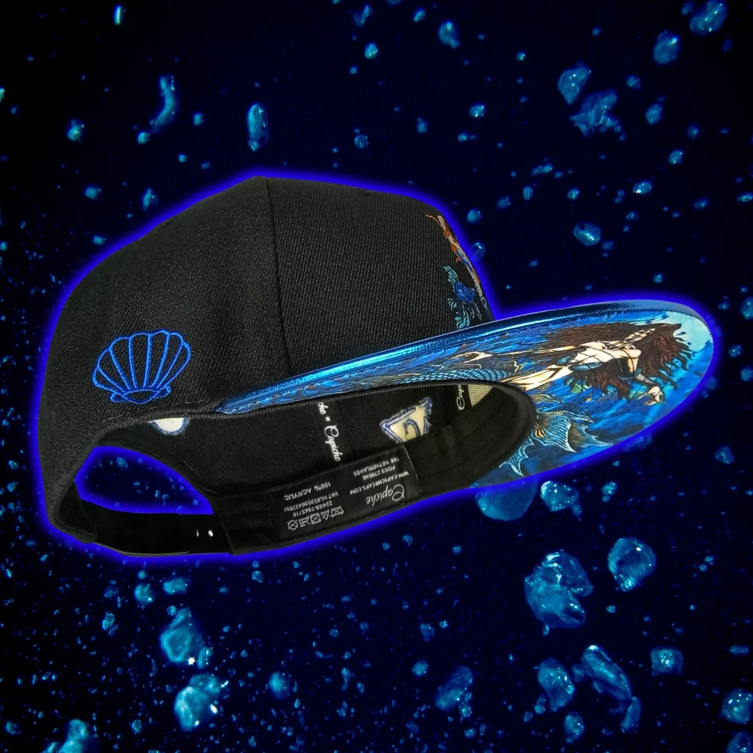 Blue Mermaid Snapback - Black/Blue Crackling Metallic - Image 10