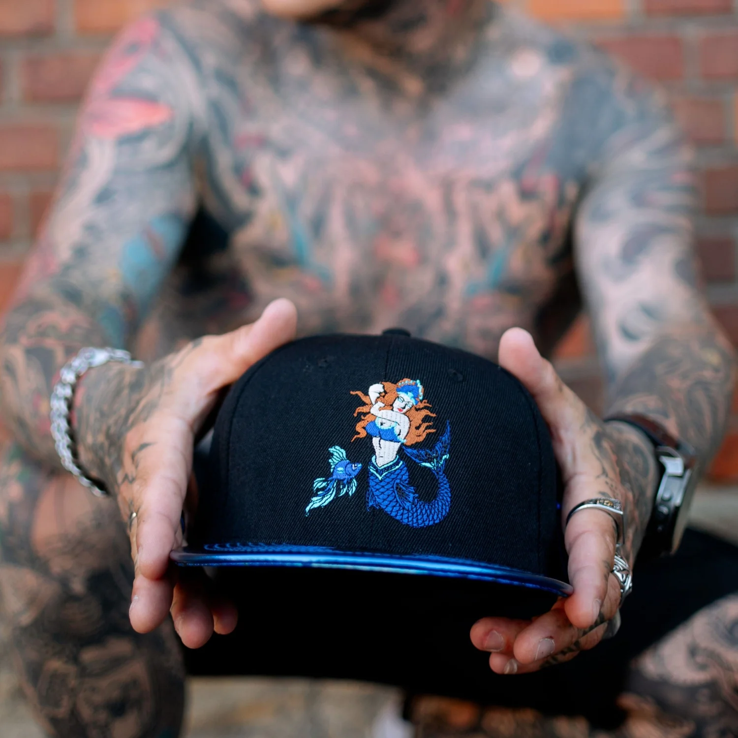 Blue Mermaid Snapback - Black/Blue Crackling Metallic - Image 6