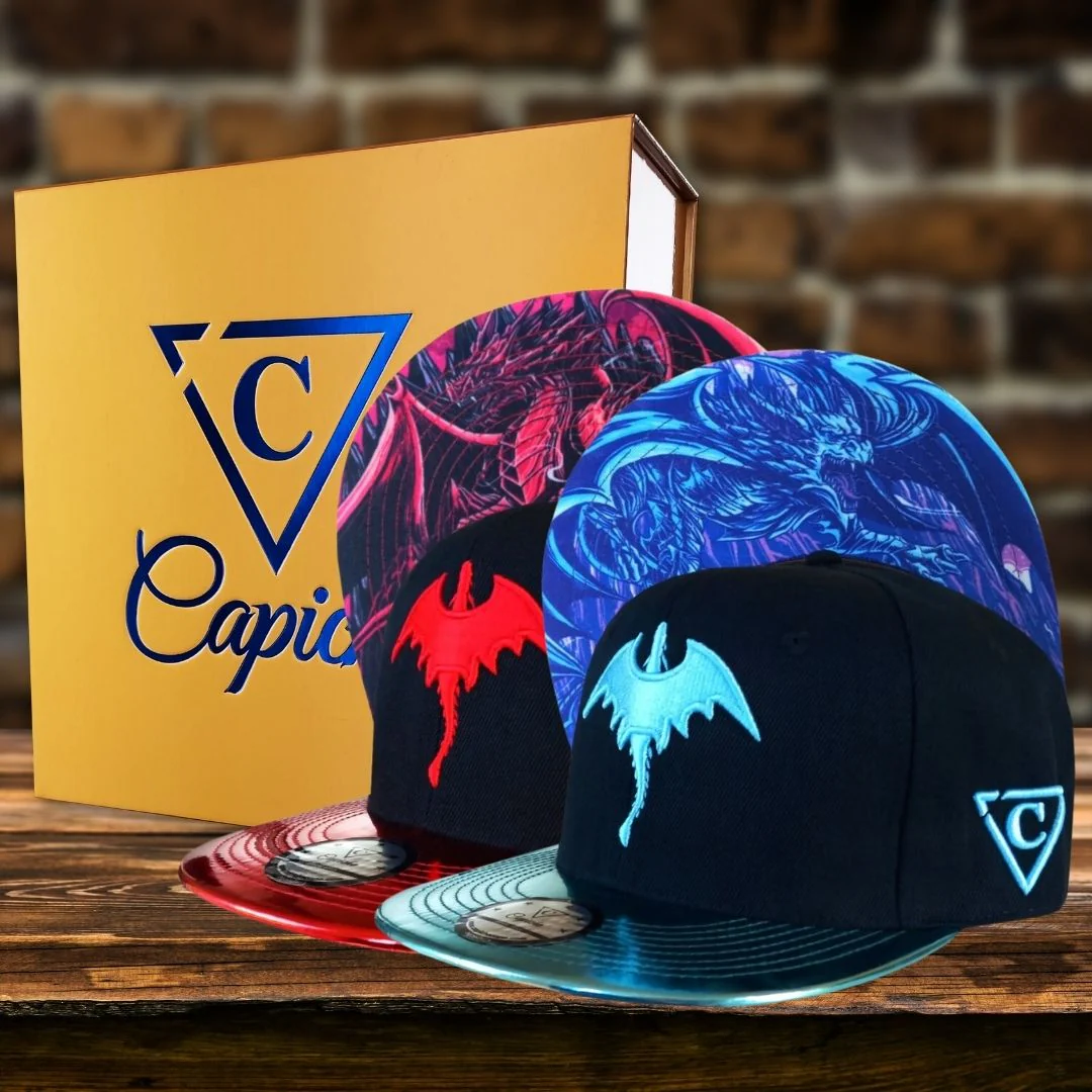 Blue & Red Dragon Metallic Snapback Set - Image 3