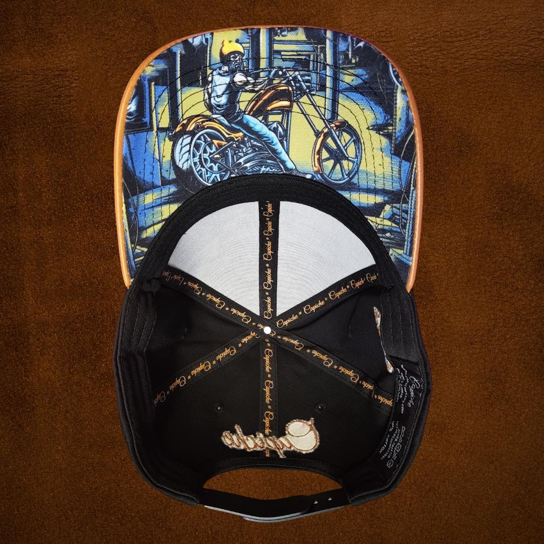 Chopper Curved Cap - Black/Brown Leather Patch Logo - Image 10