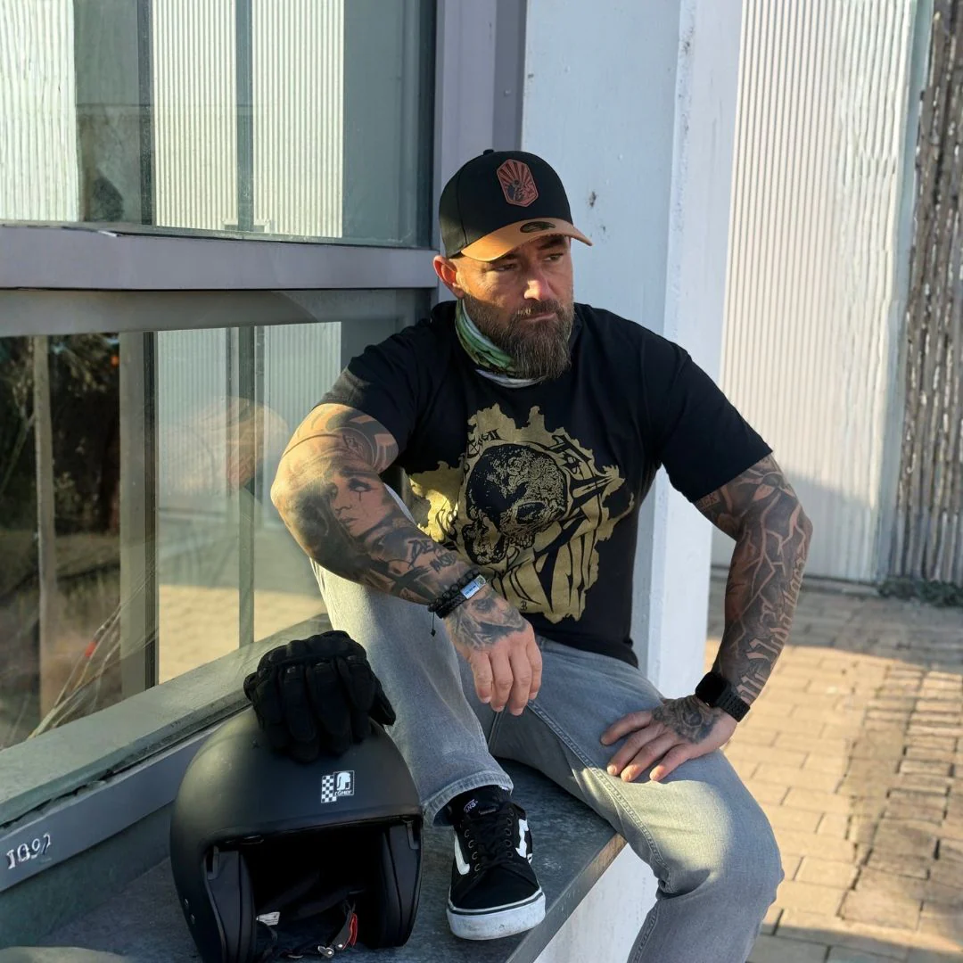 Chopper Curved Cap - Black/Brown Leather Patch Logo - Image 15