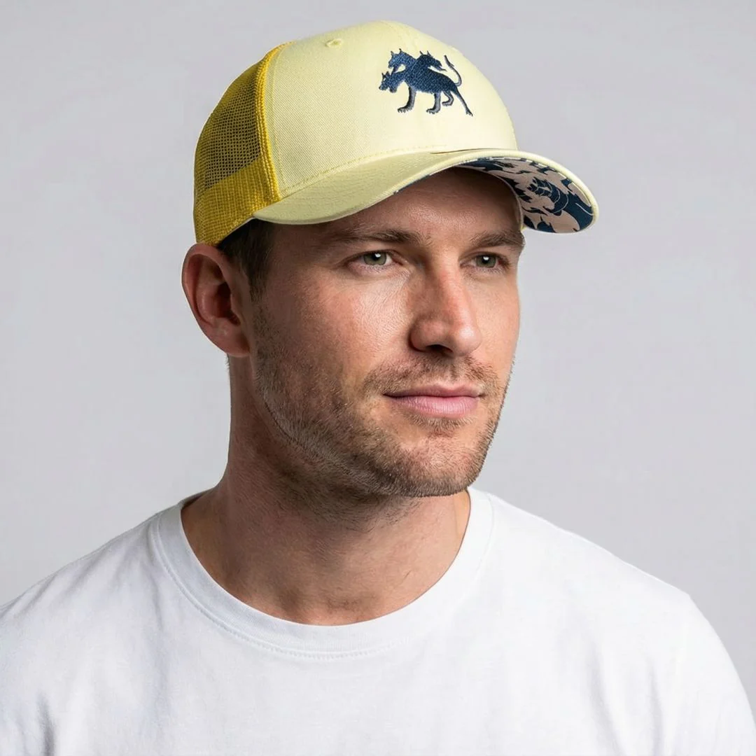 Clean Greek Cerberus Trucker Cap - Butter Yellow - Image 7