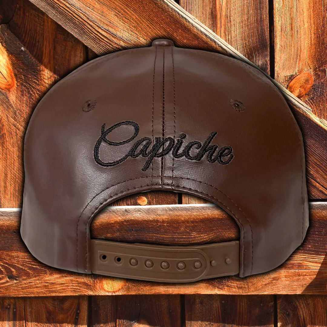 Cowboy Gang Snapback - Brown Faux Leather - Image 11