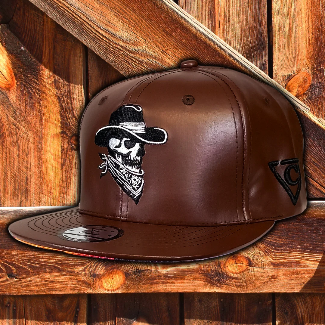 Cowboy Gang Snapback - Brown Faux Leather - Image 13