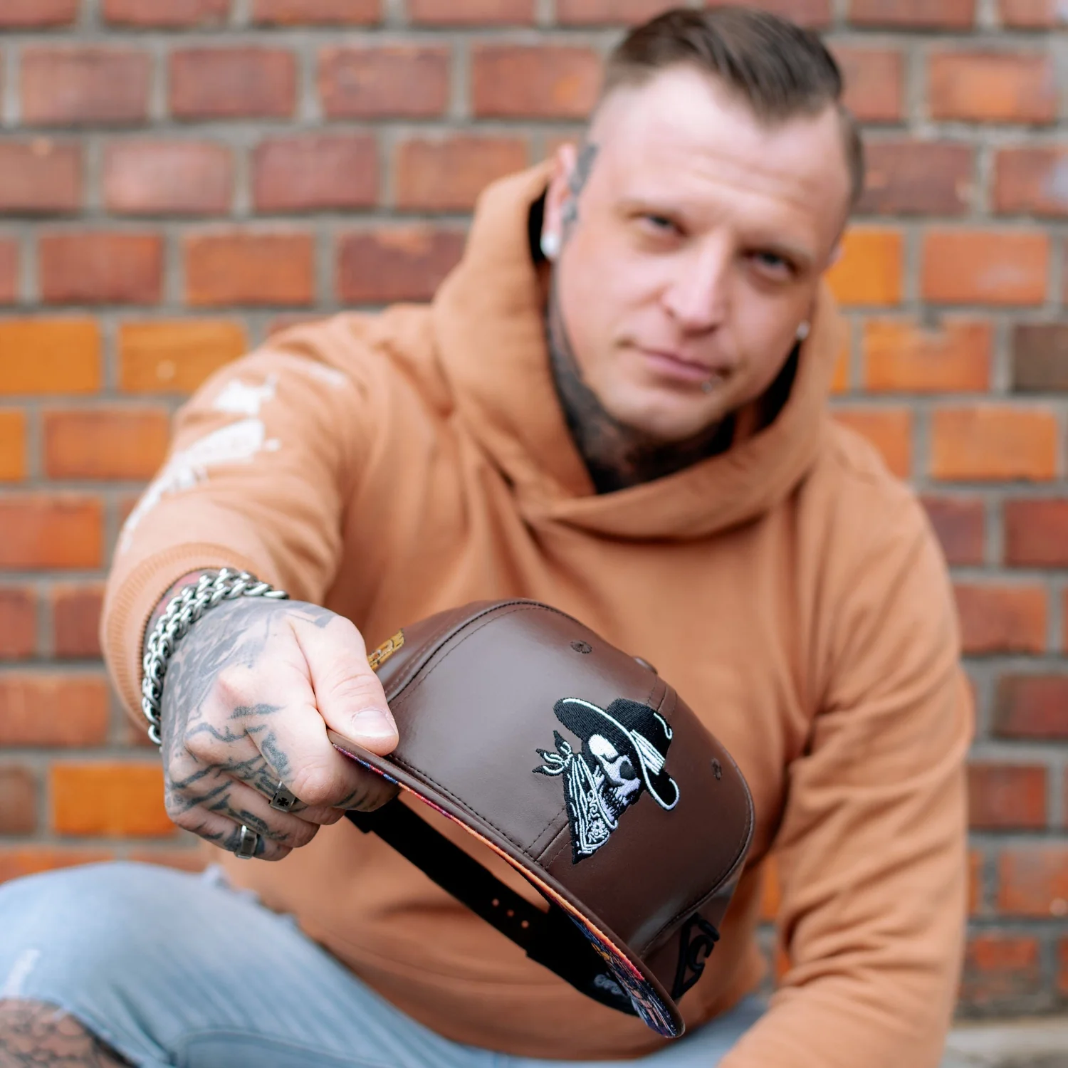 Cowboy Gang Snapback - Brown Faux Leather - Image 6