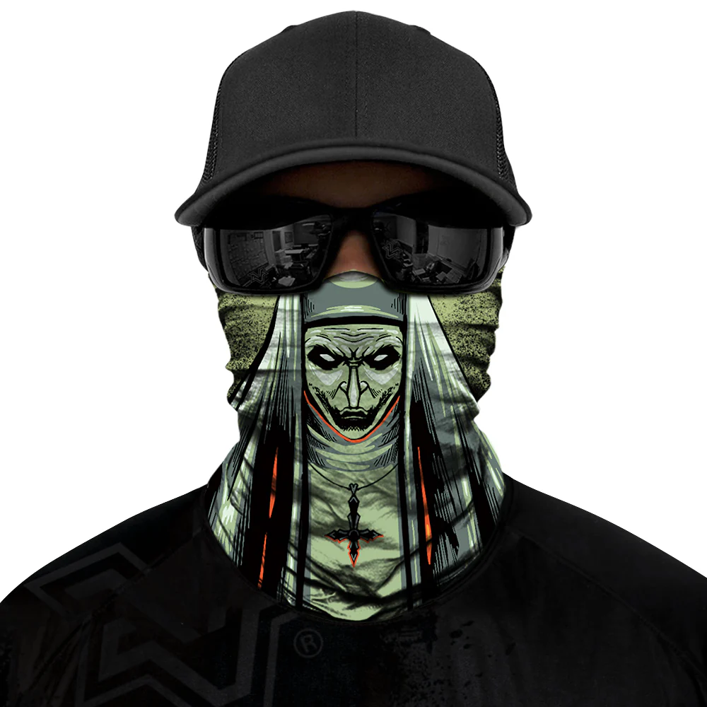 Cursed Nun Biker Mask - Grey/Green - Image 6
