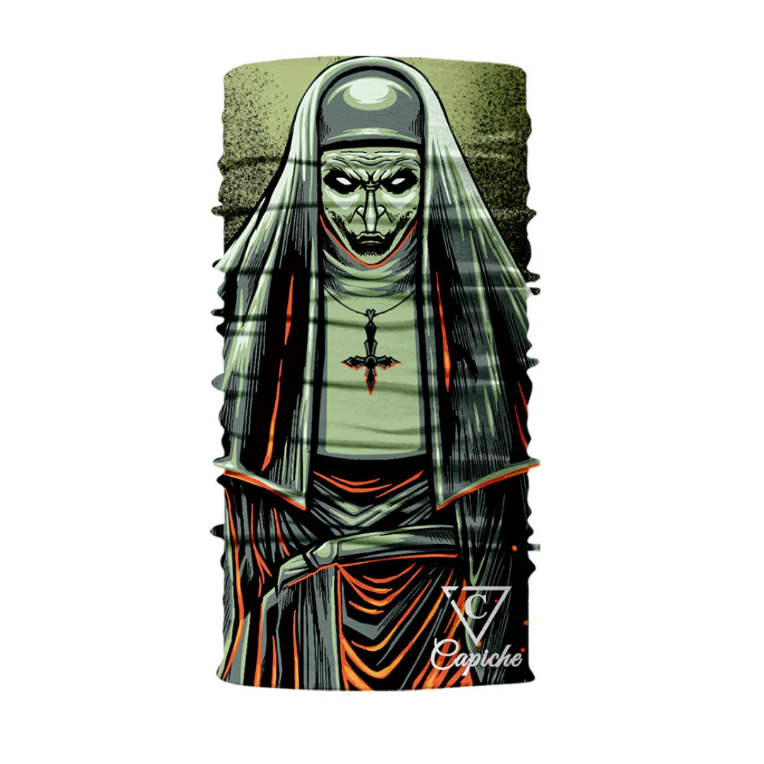 Cursed Nun Biker Mask - Grey/Green - Image 7