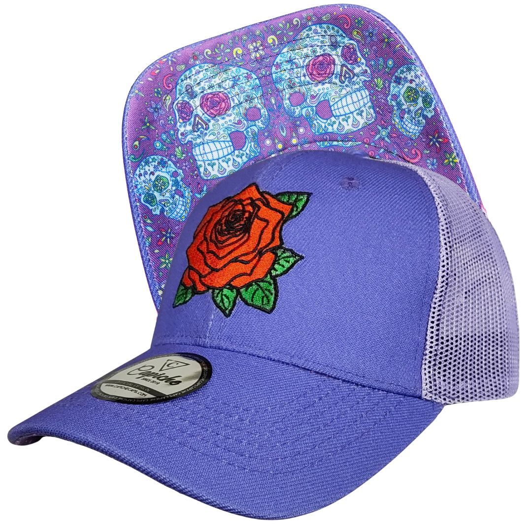 Day Of The Dead 1 Trucker Cap - Purple