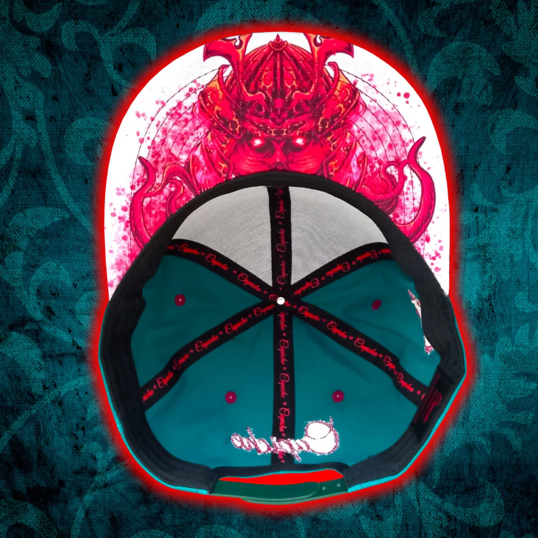 Red Samurai Snapback - Green Petrol/Red Stitches - Image 6