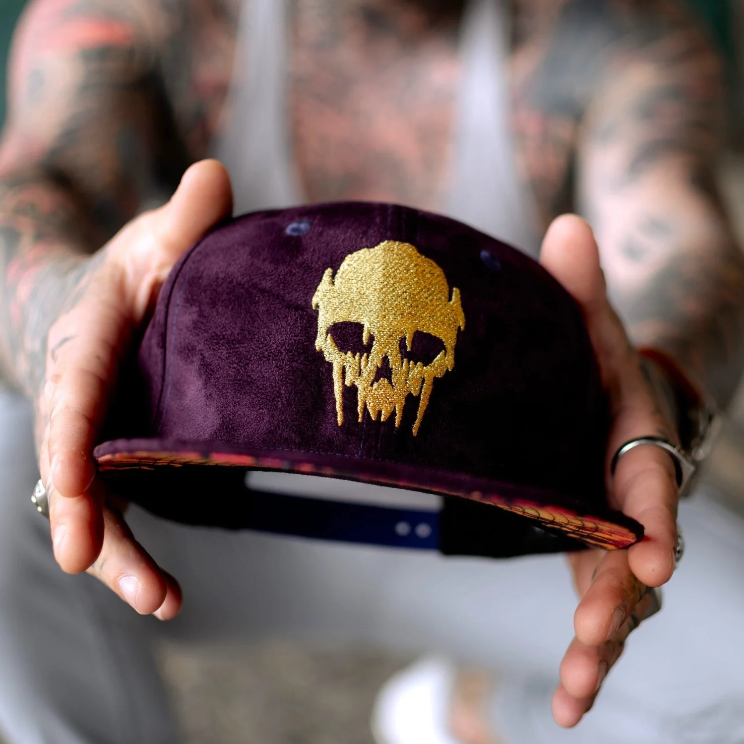 Demon Snapback - Purple Suede & Golden Thread - Image 5
