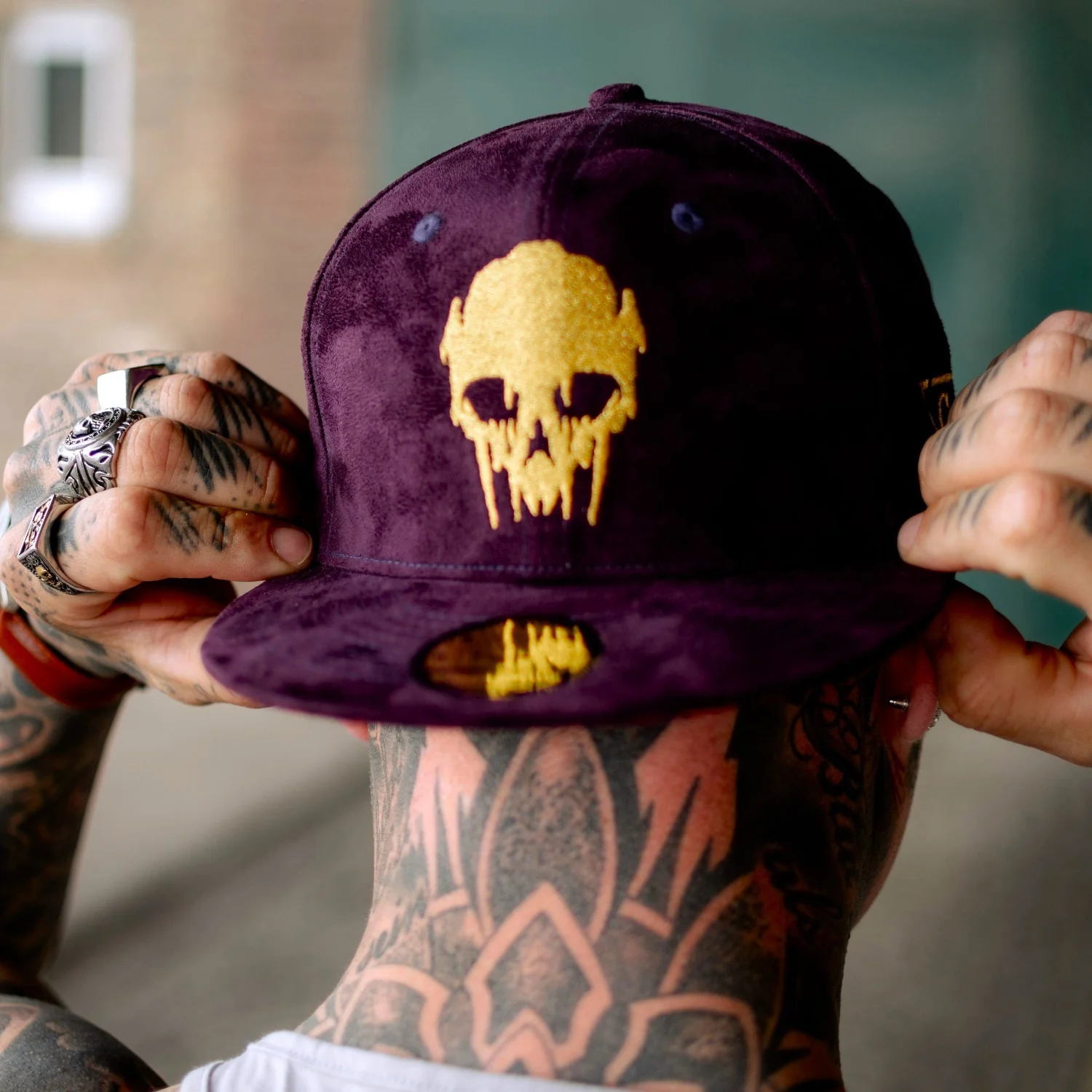 Demon Snapback - Purple Suede & Golden Thread - Image 7