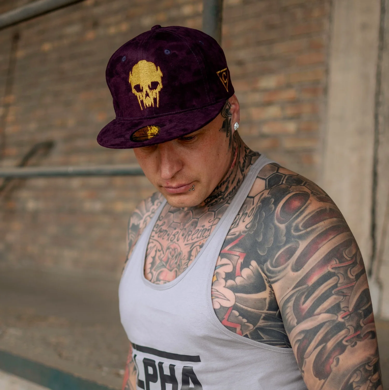 Demon Snapback - Purple Suede & Golden Thread - Image 8