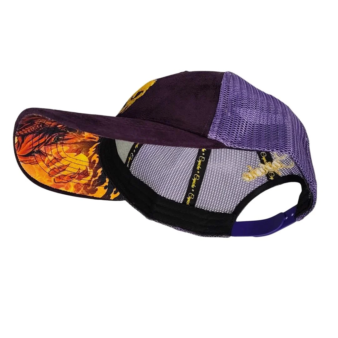 Demon Trucker Cap - Purple Suede & Golden Thread - Image 8