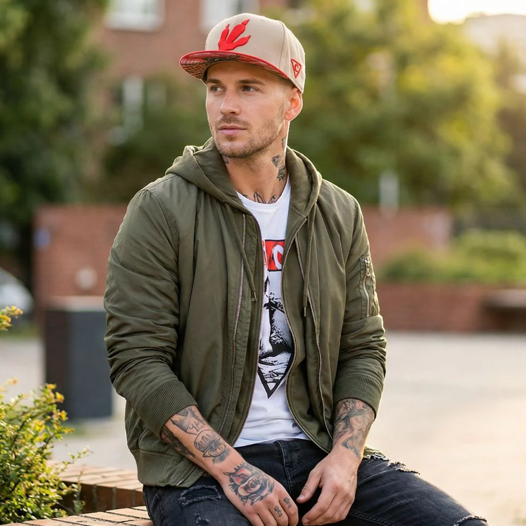 Dimorphodon Snapback - Beige/Red - Image 8