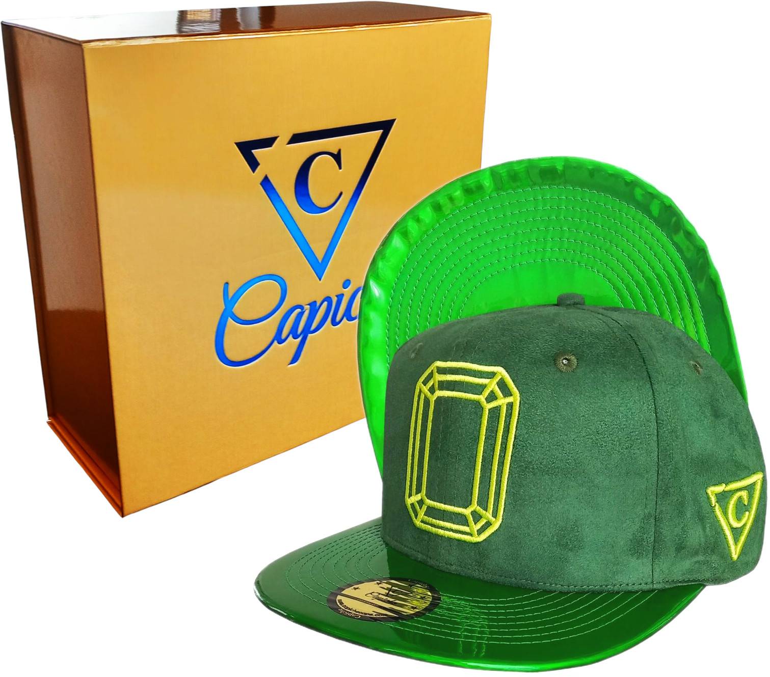 Emerald Suede Snapback - Green Holographic Brim - Image 3