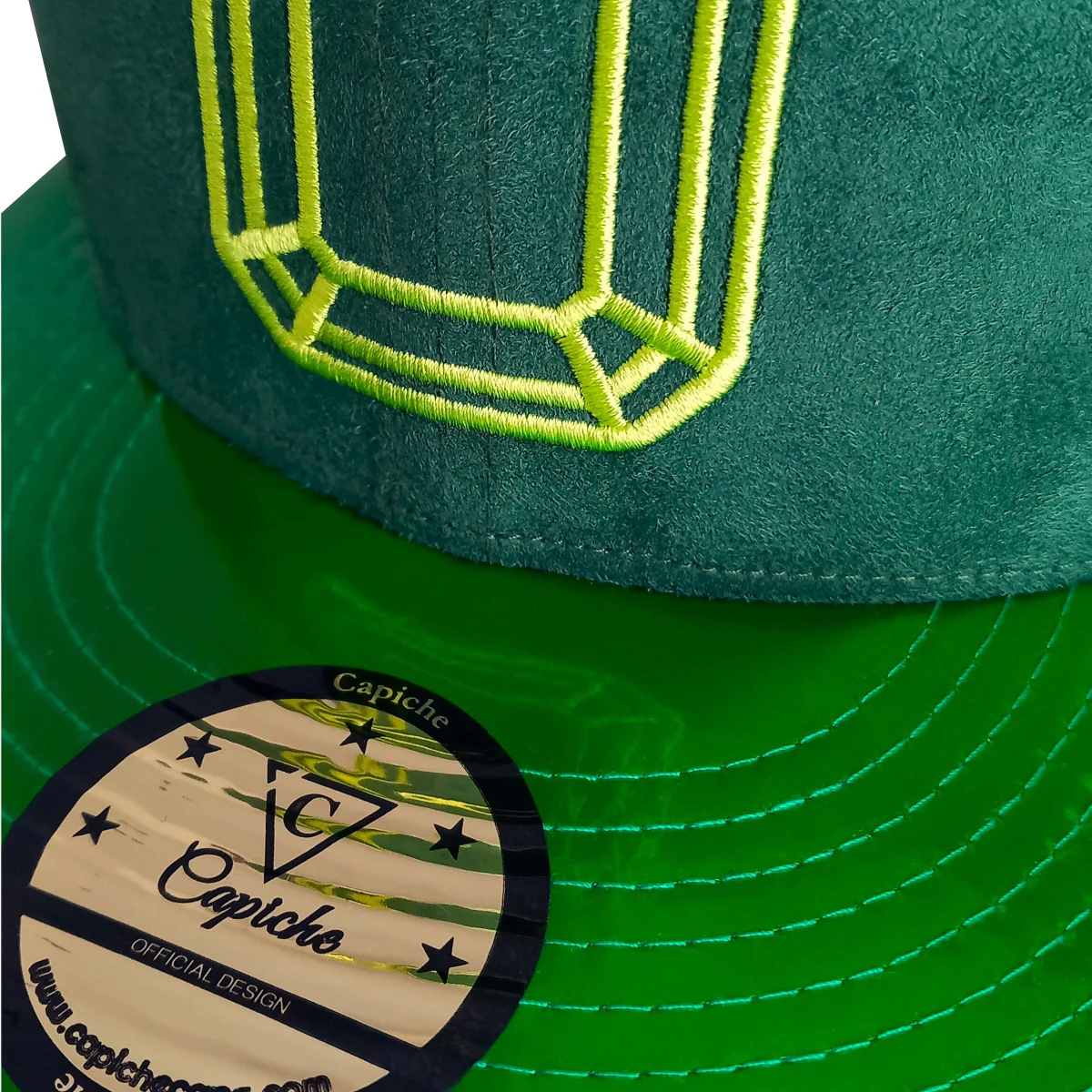 Emerald Suede Snapback - Green Holographic Brim - Image 6