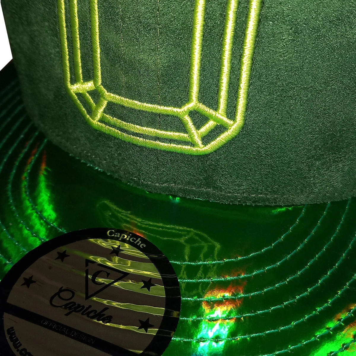 Emerald Suede Snapback - Green Holographic Brim - Image 7