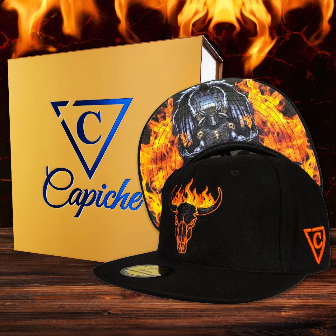 Fire Bull Snapback - Black Soft Felt Fabric - Image 3