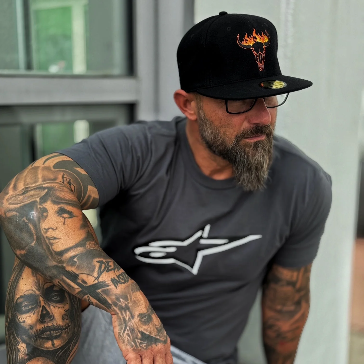 Fire Bull Snapback - Black Soft Felt Fabric - Image 7
