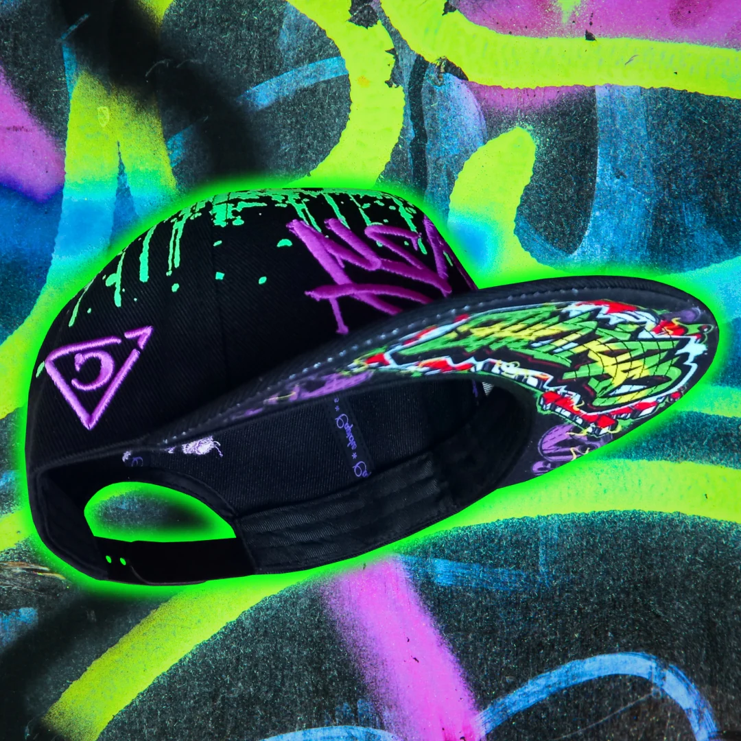 Freestyler Snapback - Black/Green Graffiti Spray - Image 14