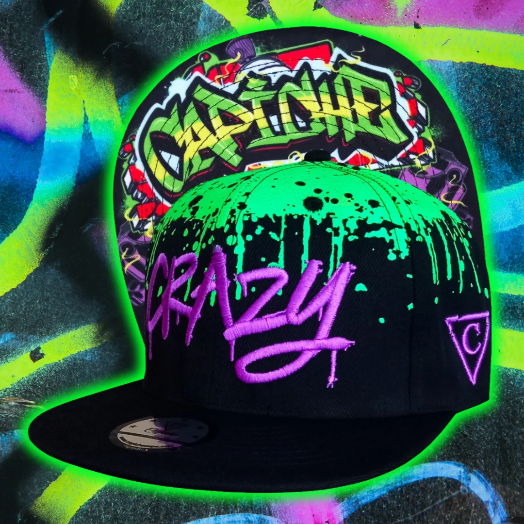 Freestyler Snapback - Black/Green Graffiti Spray - Image 17