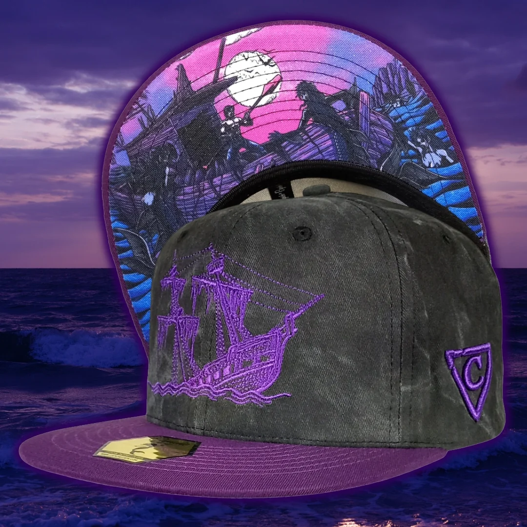Full Moon Attack Snapback - Washed Dark Grey/Purple - Image 14
