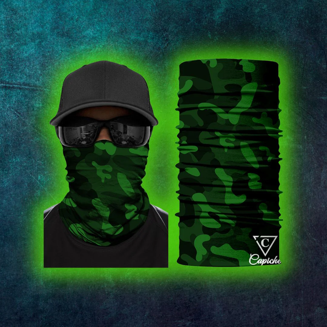Green Camo Biker Mask - Green - Image 3