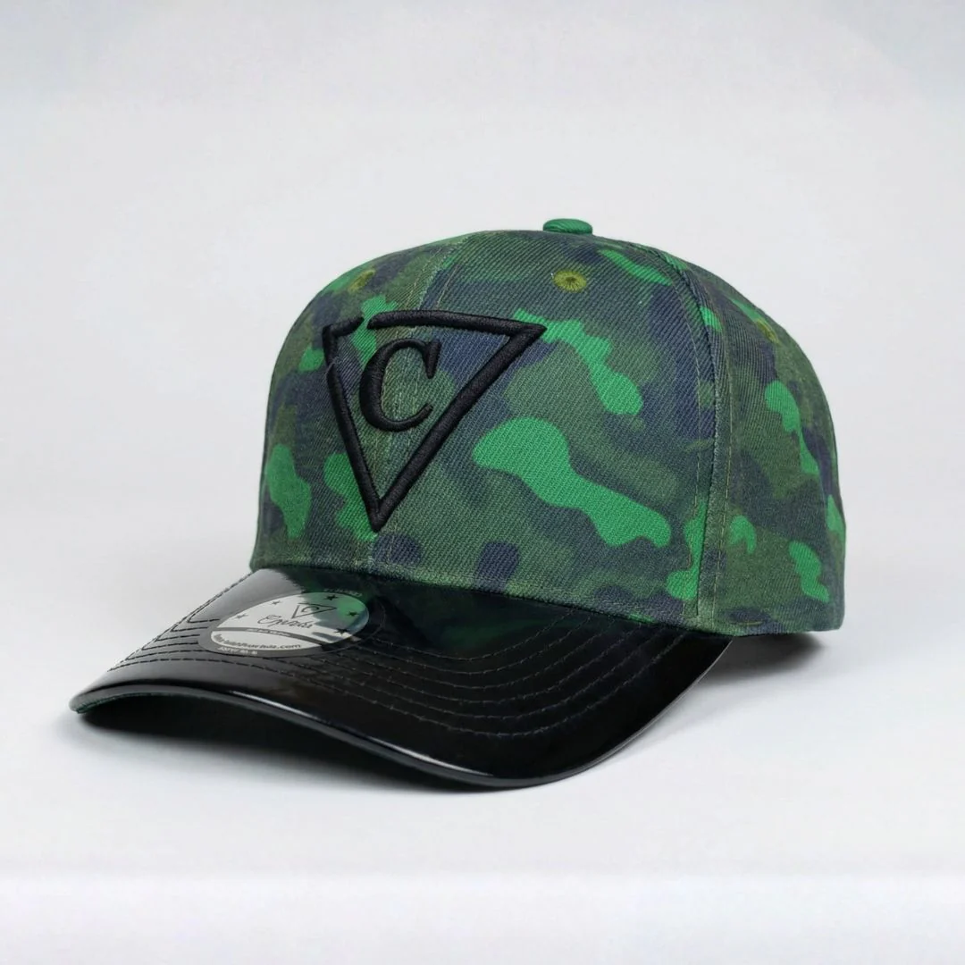 Green Camo Curved Cap - Green/Black Metallic - Image 3