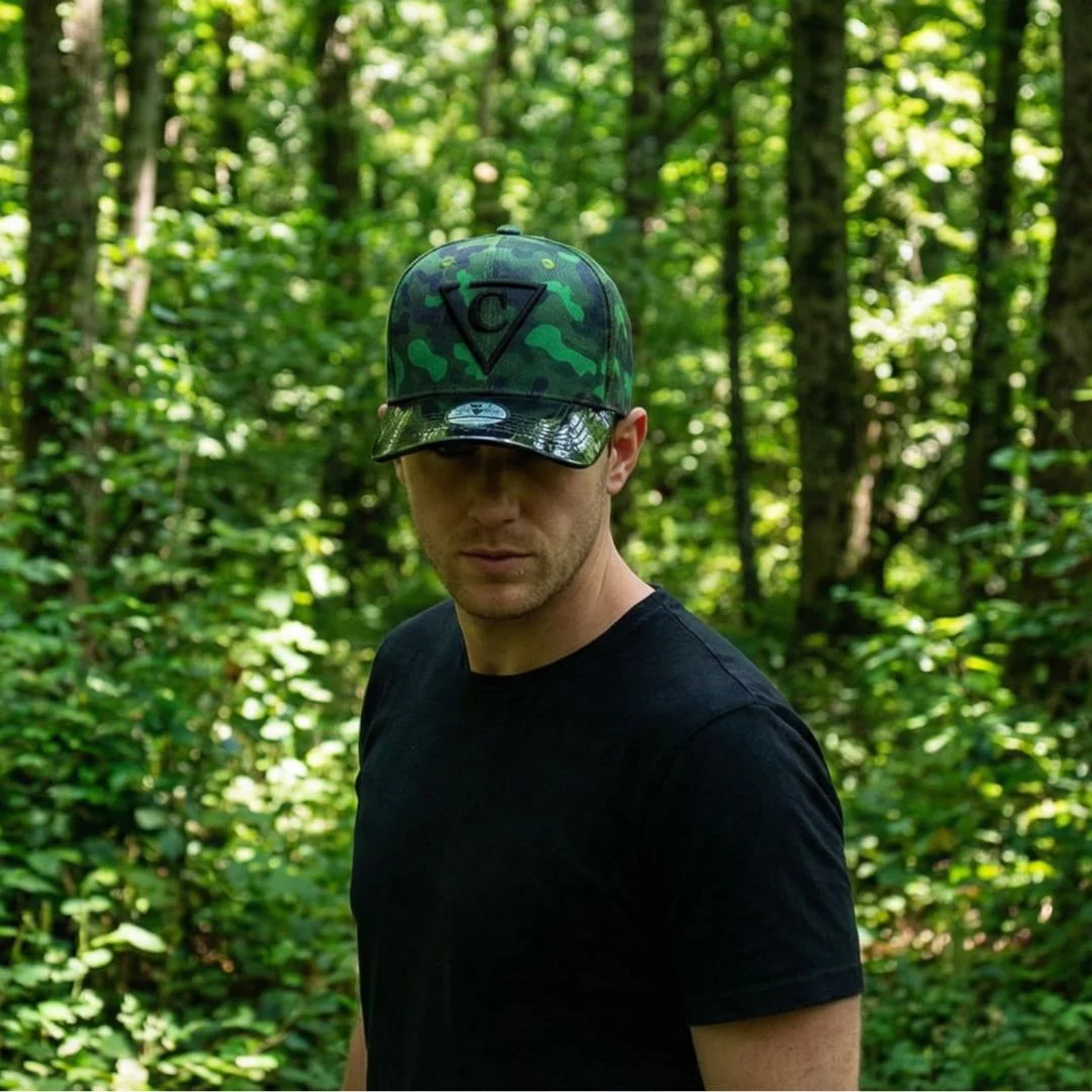 Green Camo Curved Cap - Green/Black Metallic - Image 4