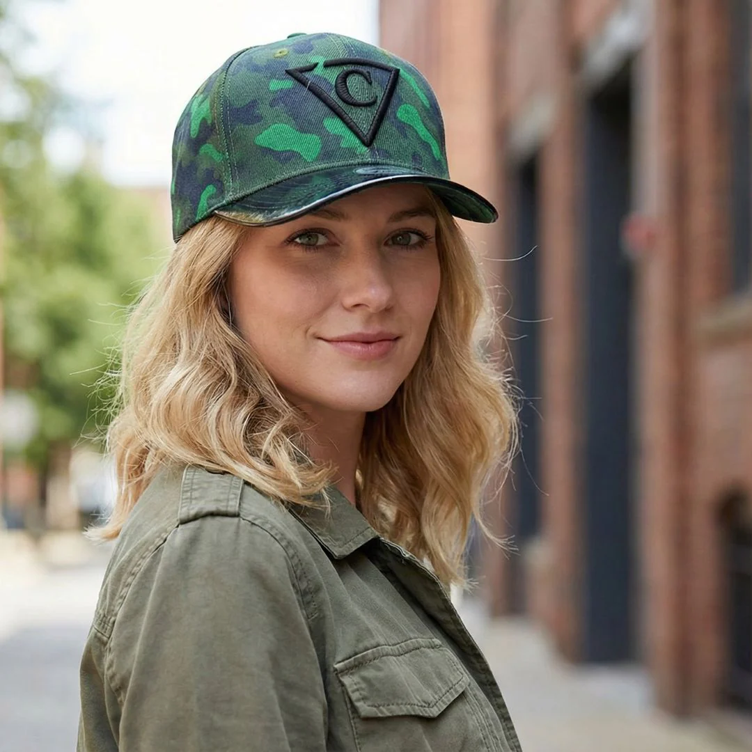 Green Camo Curved Cap - Green/Black Metallic - Image 5