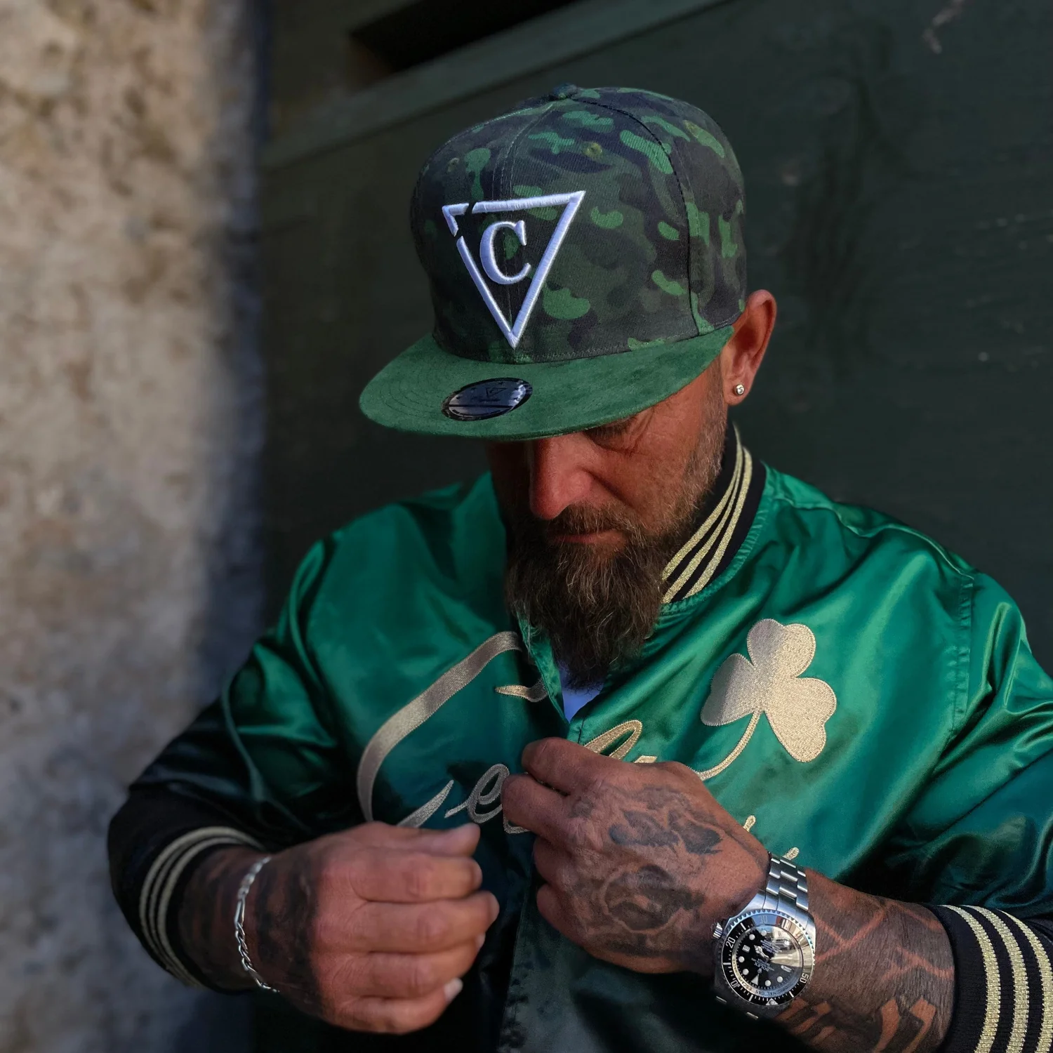 Green Camo Snapback - Suede Brim - Image 8