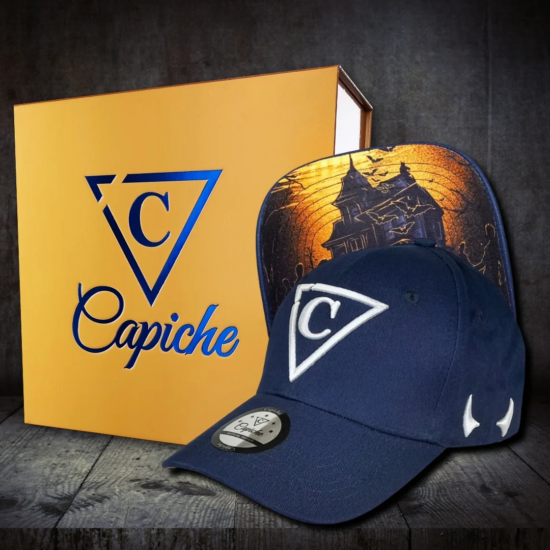 Haunted Place Curved Baseball Cap - Dark Blue - Image 6