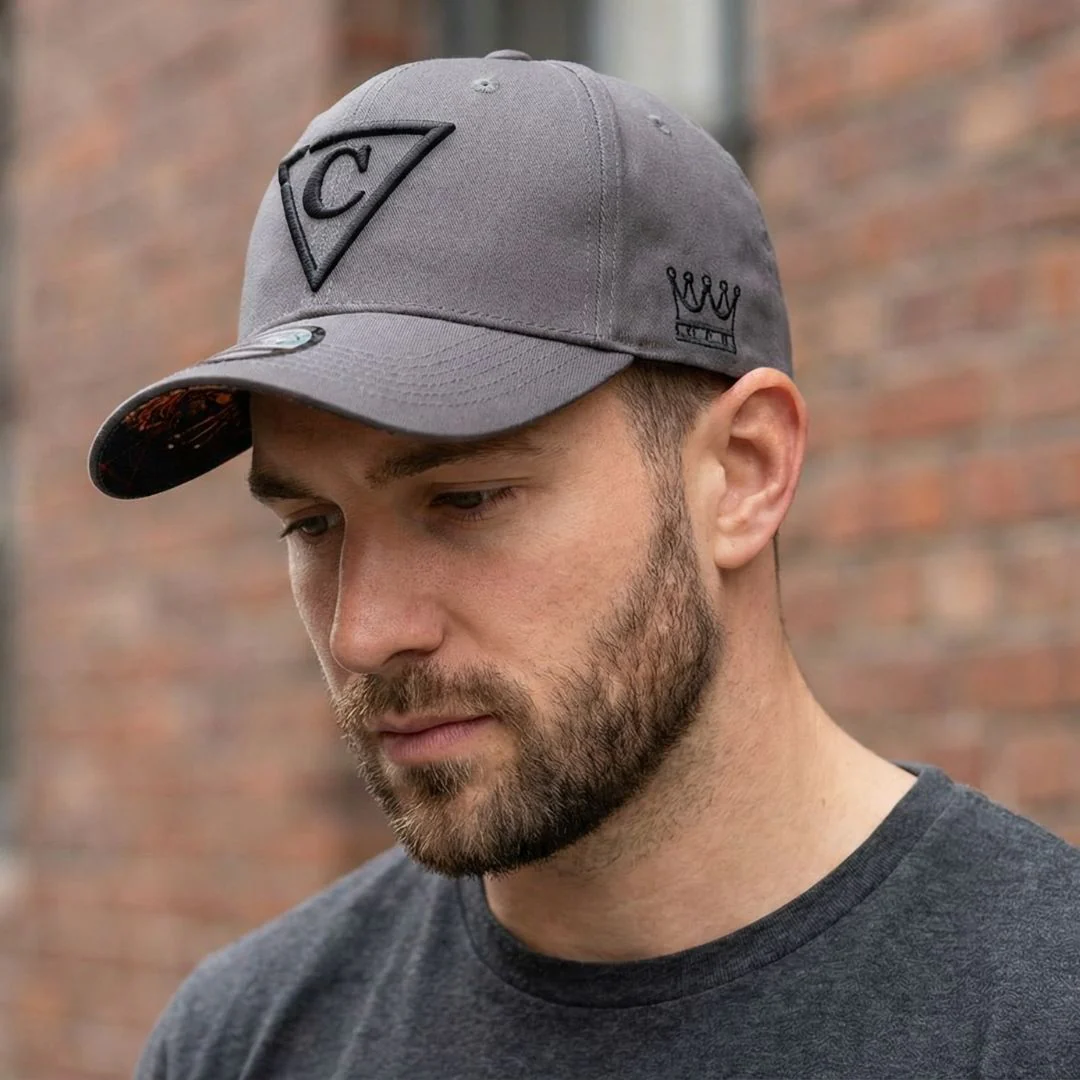 Hungry Lion Curved Baseball Cap - Grey - Image 10